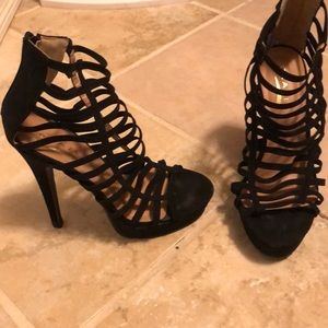 Black shade caged heels